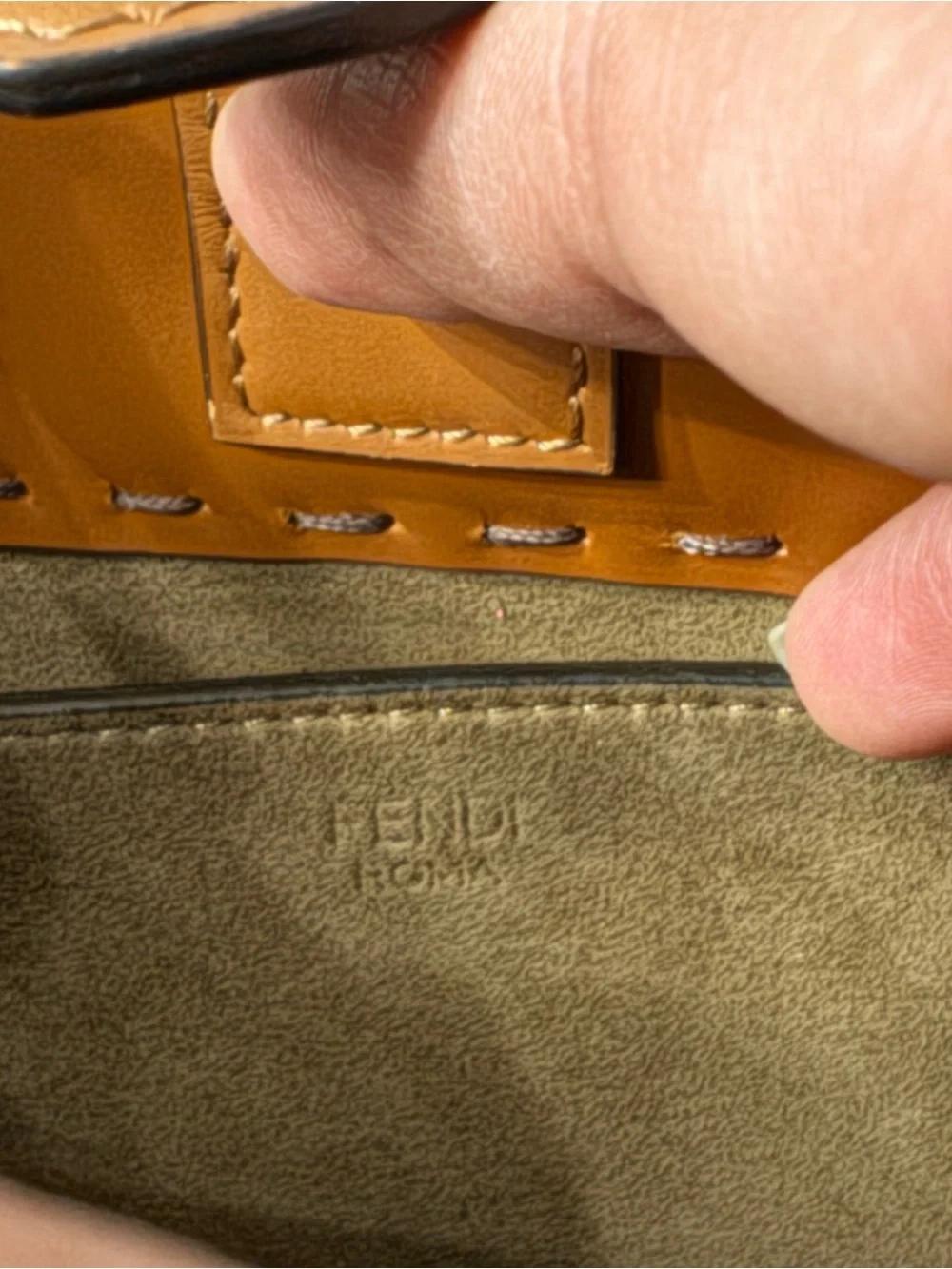 Fendi Sunshine Leather Tote with Tortoiseshell Handles